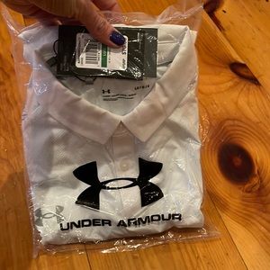 Mens large white polo.  Under Armour.  Still in bag.